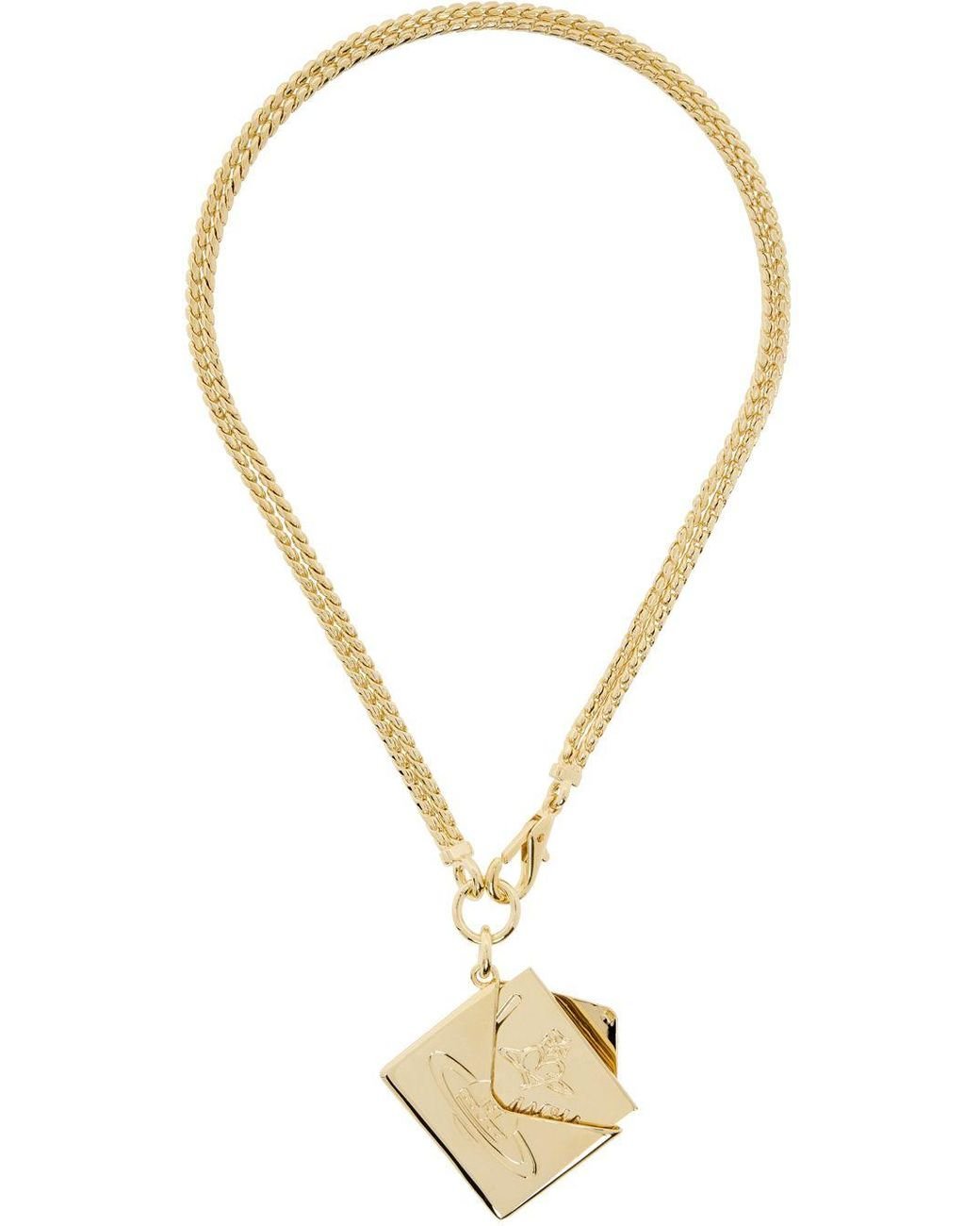 Vivienne Westwood Gold Valentines Envelope Necklace in Natural for Men