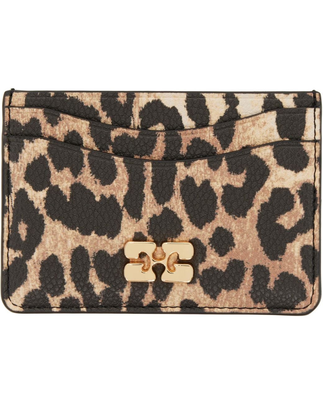 Ganni Metallic Leopard Grained Bou Card Holder