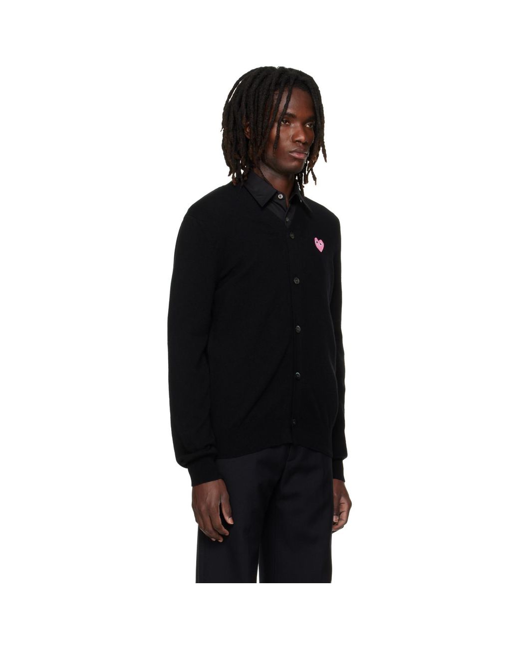 COMME DES GARÇONS PLAY Black Heart Emblem V-Neck Cardigan for men