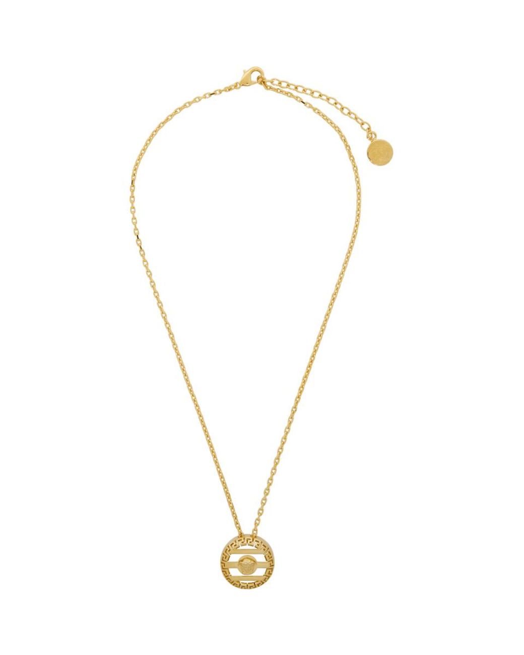 Gold round cage medusa necklace clearance