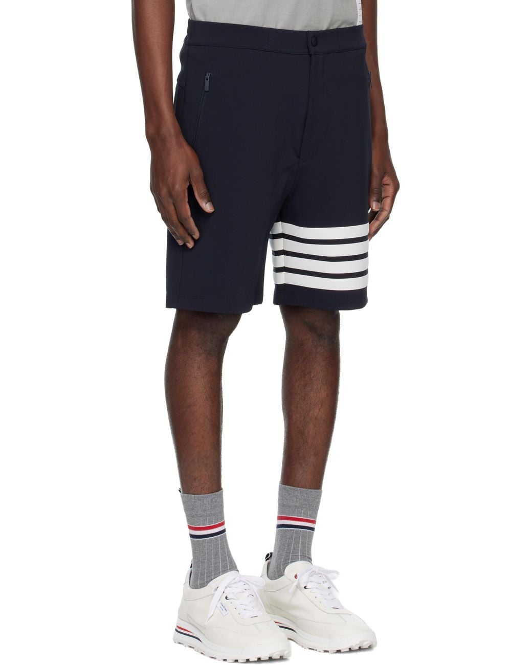 Thom Browne Blue Mid Thigh 4 Bar Shorts for men