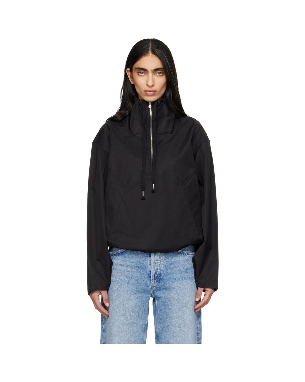 Agolde Black Lydia Nylon Popover Anorak