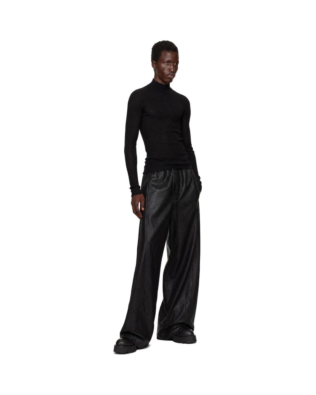 Julius Black Cotton Coated Sweatpants for men