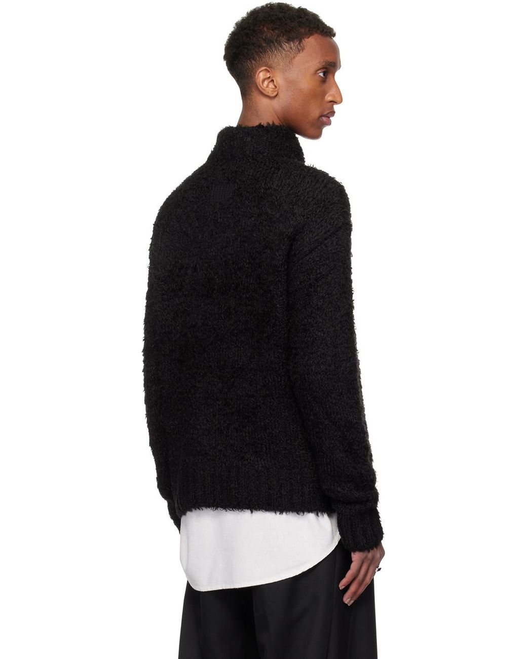 NULLUS Deconstructed Collar Sweater in Black for Men | Lyst UK 