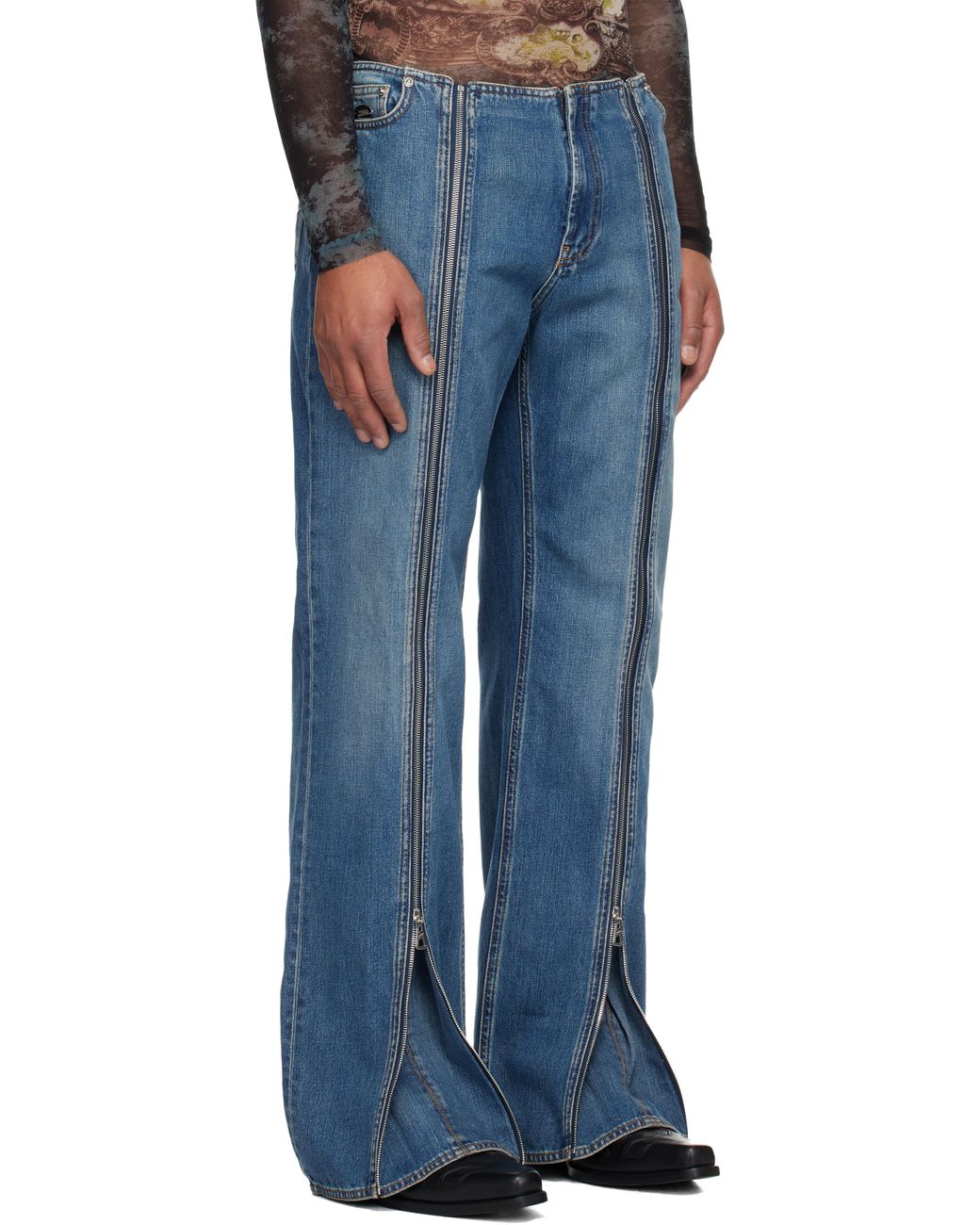 Jean Paul Gaultier Zipped Jeans in Blue for Men | Lyst