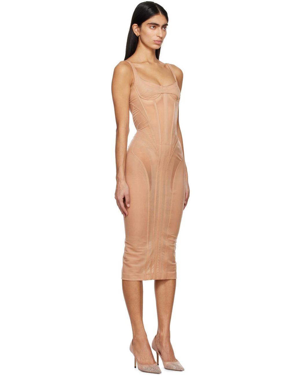 mugler draped corset dress Beige Corseted Midi in Black Black dress Lining Color:Ivory tgtgho23imaginativeplaytgtgho23pg02-03 Sung Bridesmaid Dresses Alfred