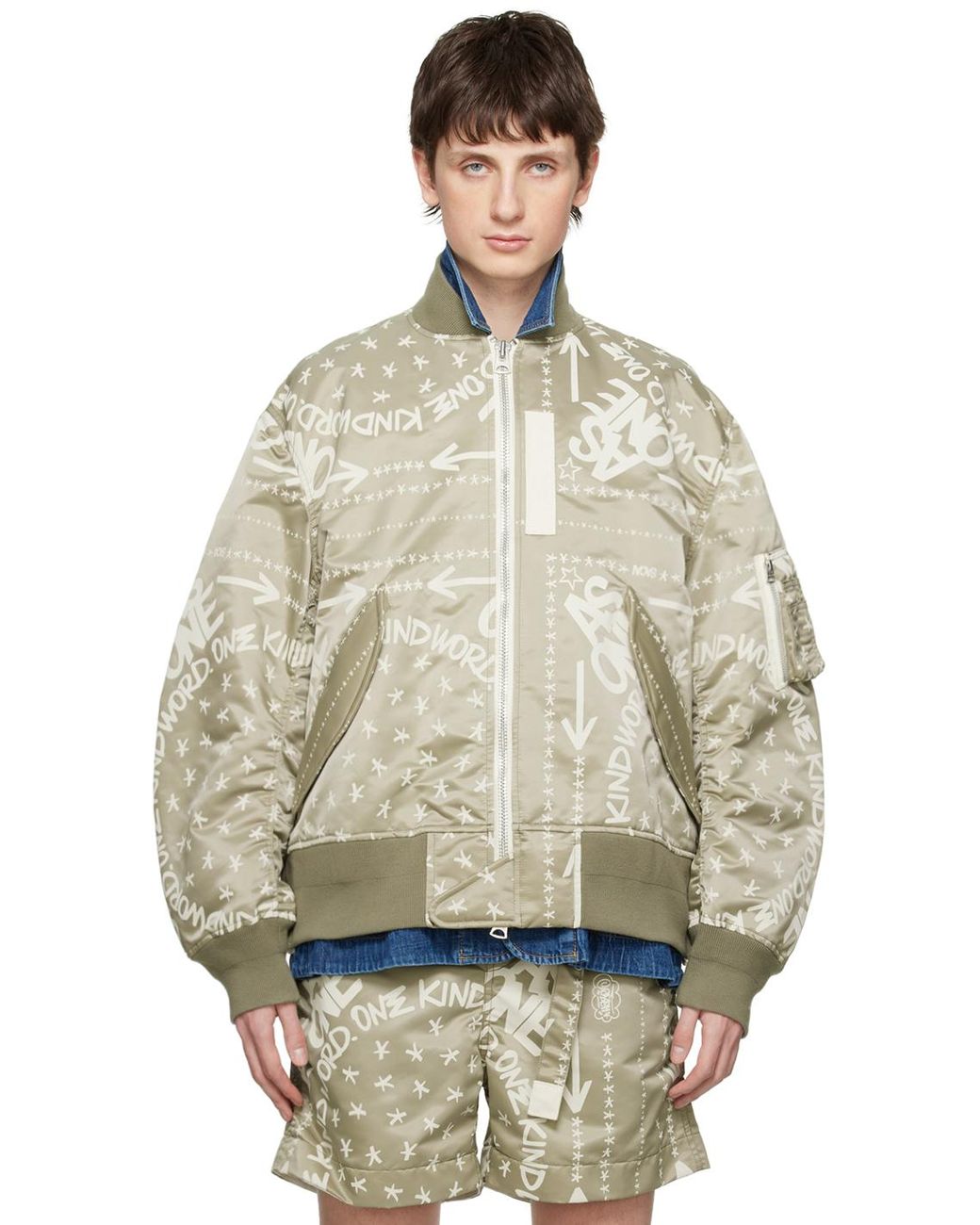 Sacai Khaki Eric Haze Edition Bandana Print Bomber Jacket for Men