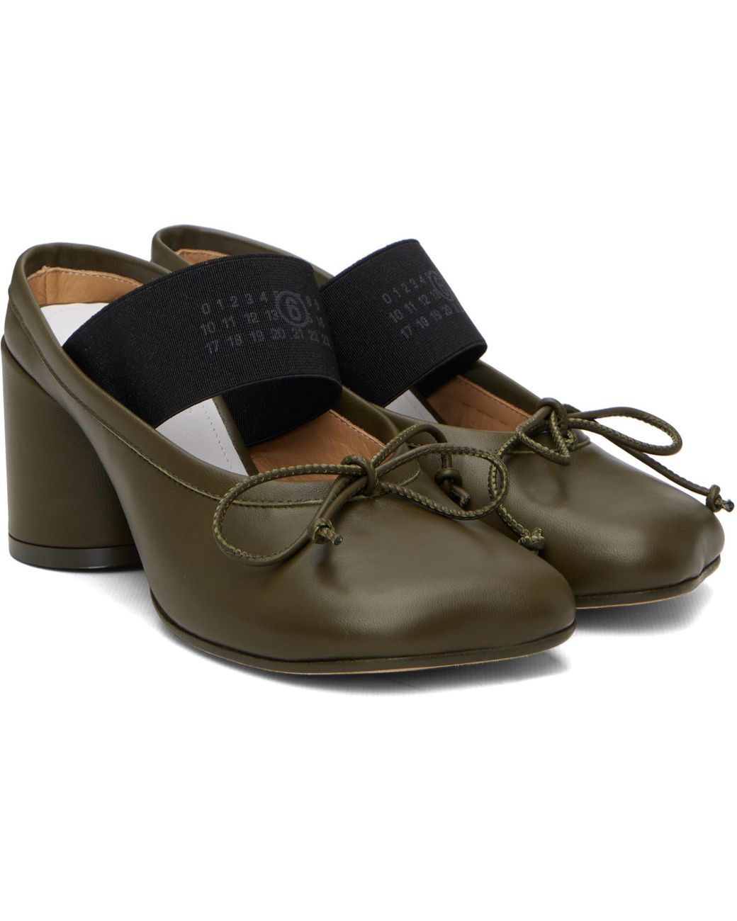 MM6 by Maison Margiela Brown Khaki Anatomic Numeric Sandal Heels