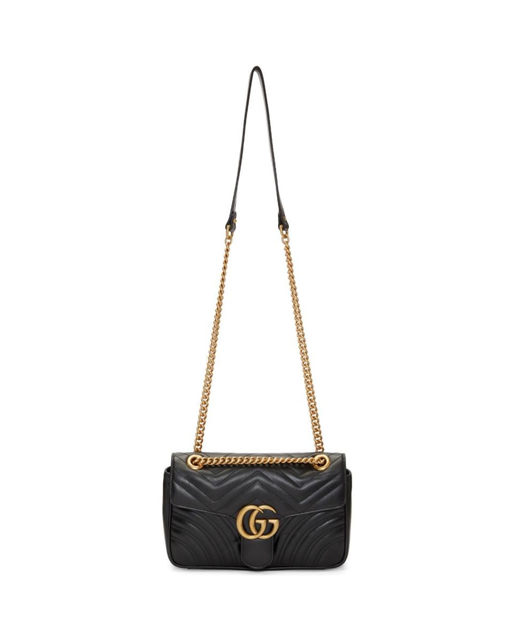 Gucci Leather Black Small GG Marmont 2.0 Shoulder Bag - Lyst