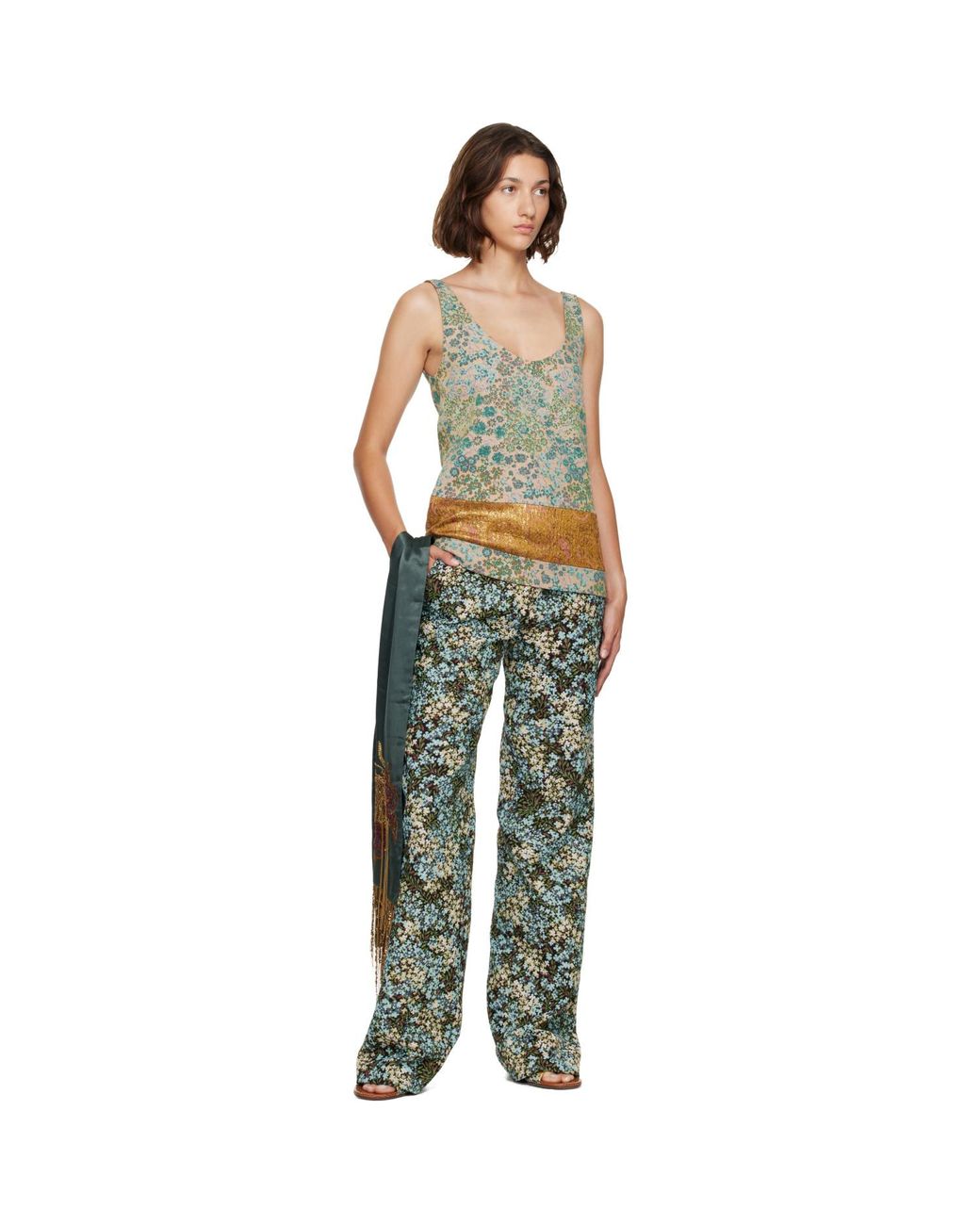 Dries Van Noten Green Floral Top