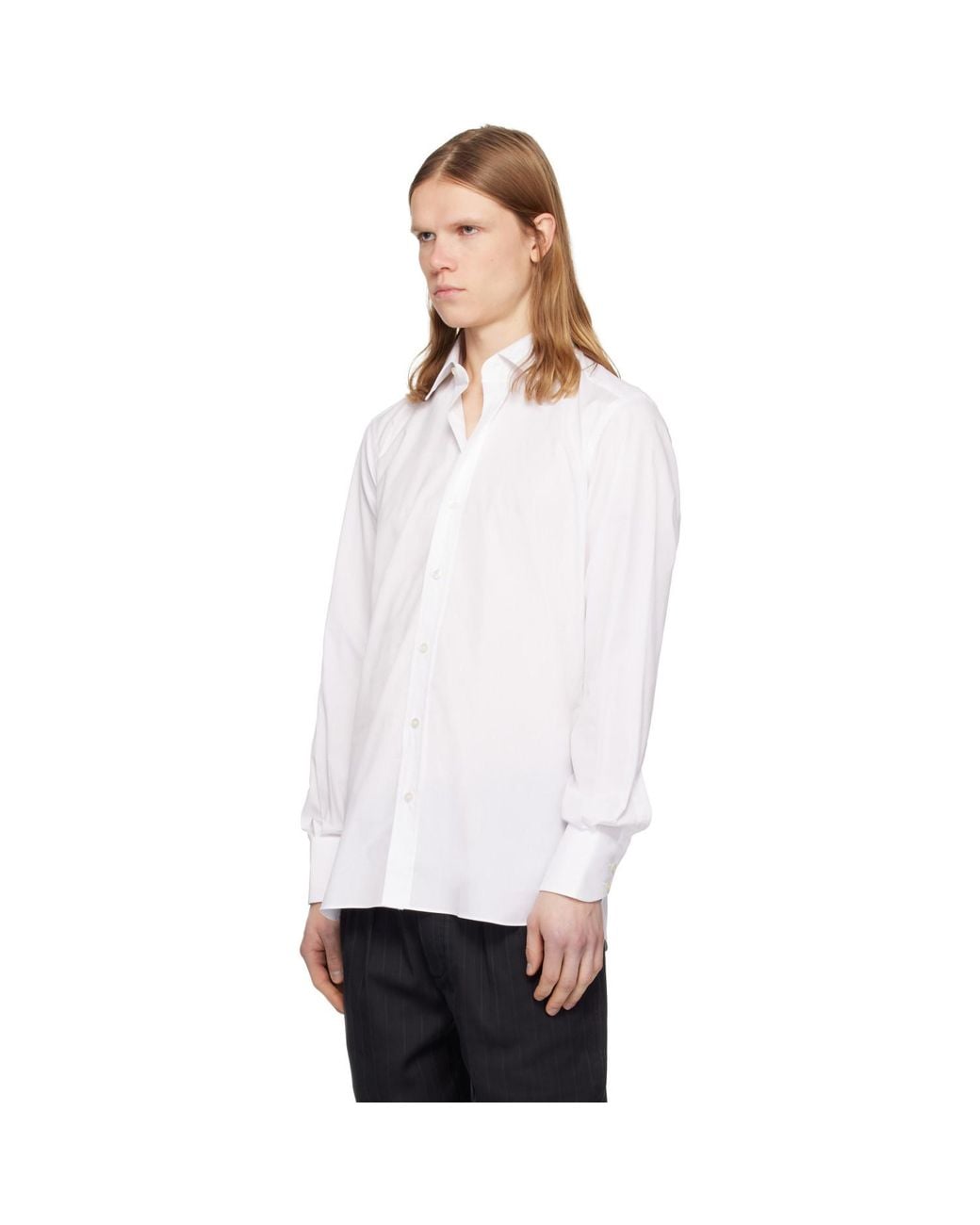 Tom Ford White Stretch Poplin Slim Fit Shirt for men