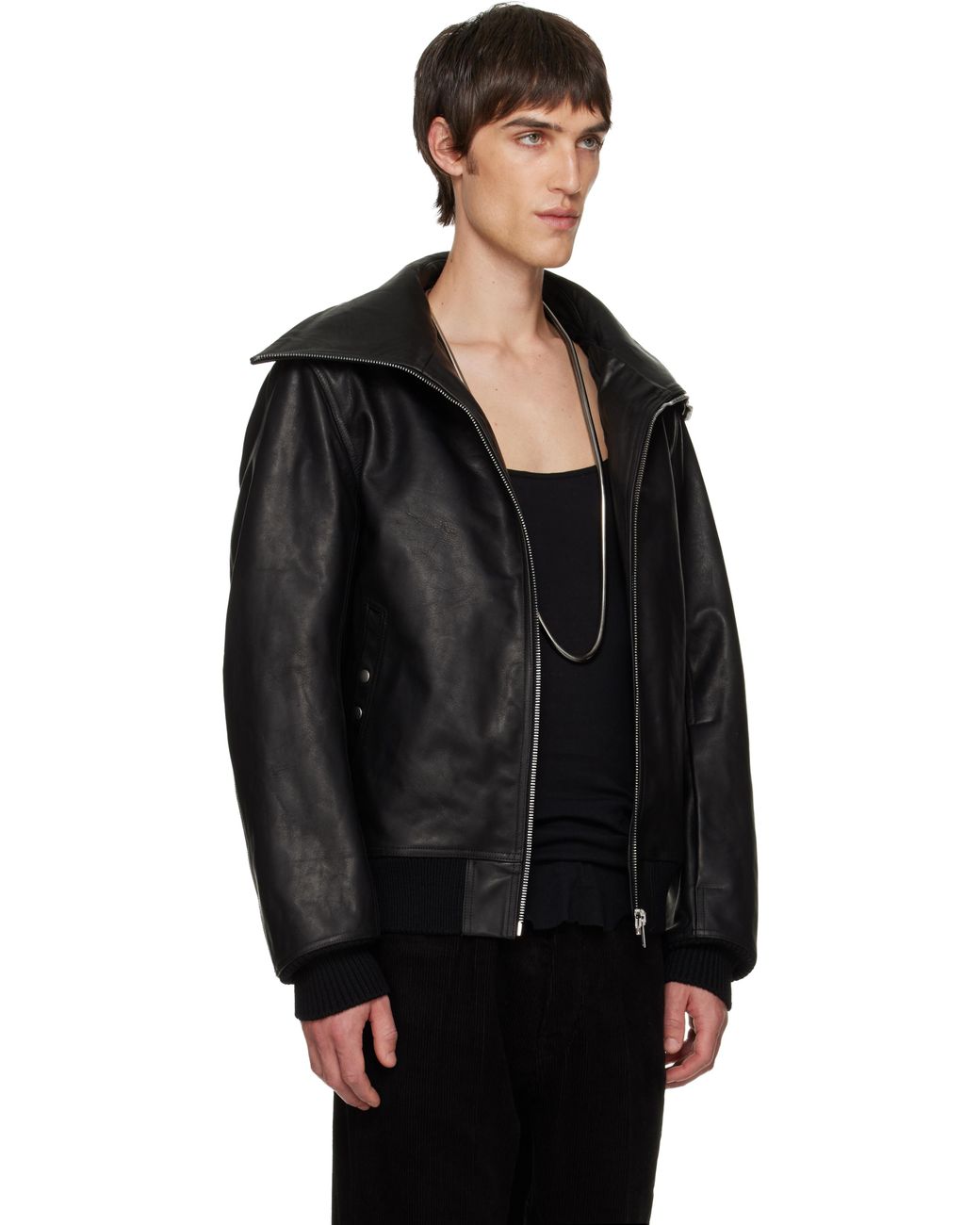 Rick Owens Concordians Blixa Dracucollar Leather Jacket in Black