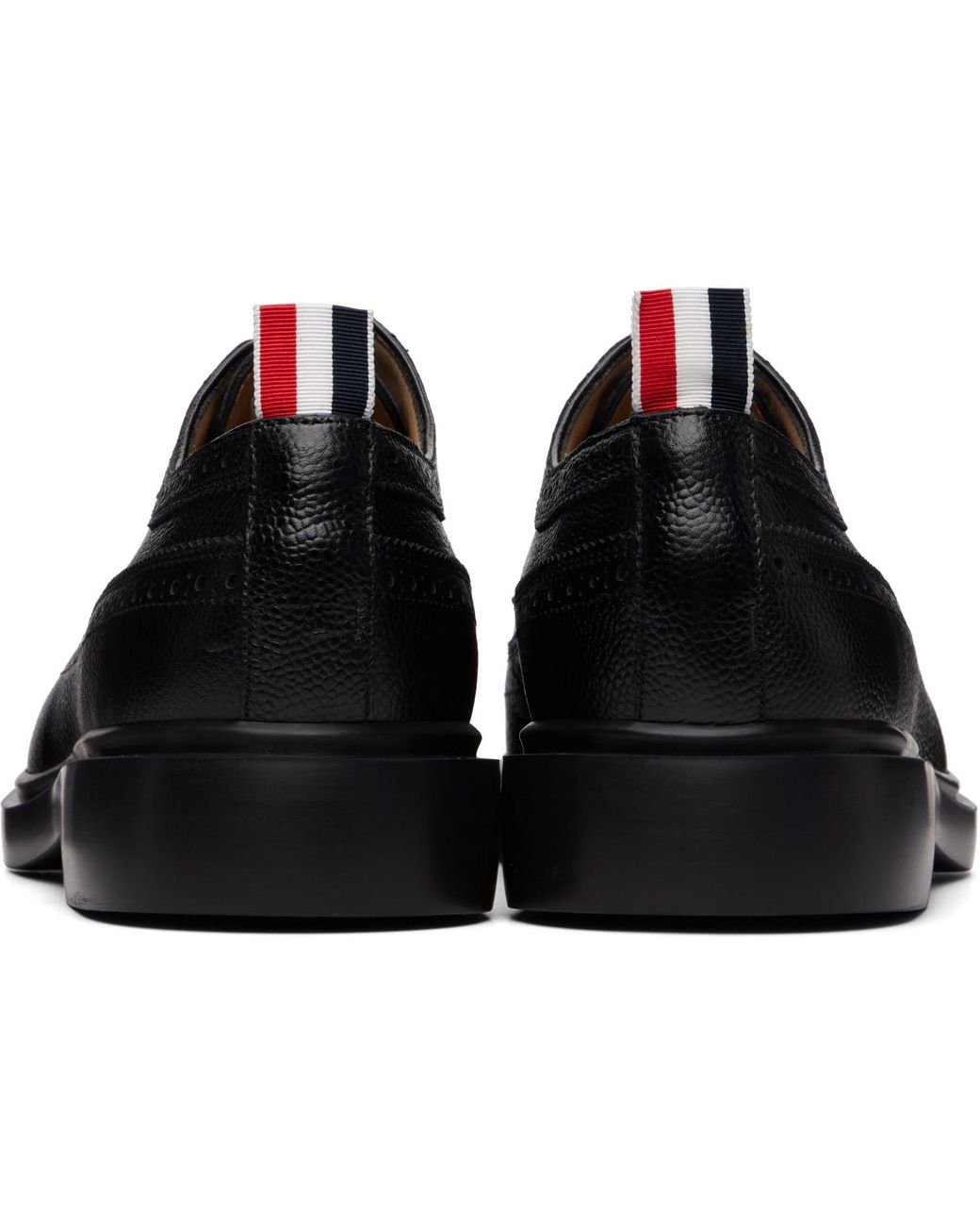 Thom Browne Black Pebble Grain Longwing Brogues for men
