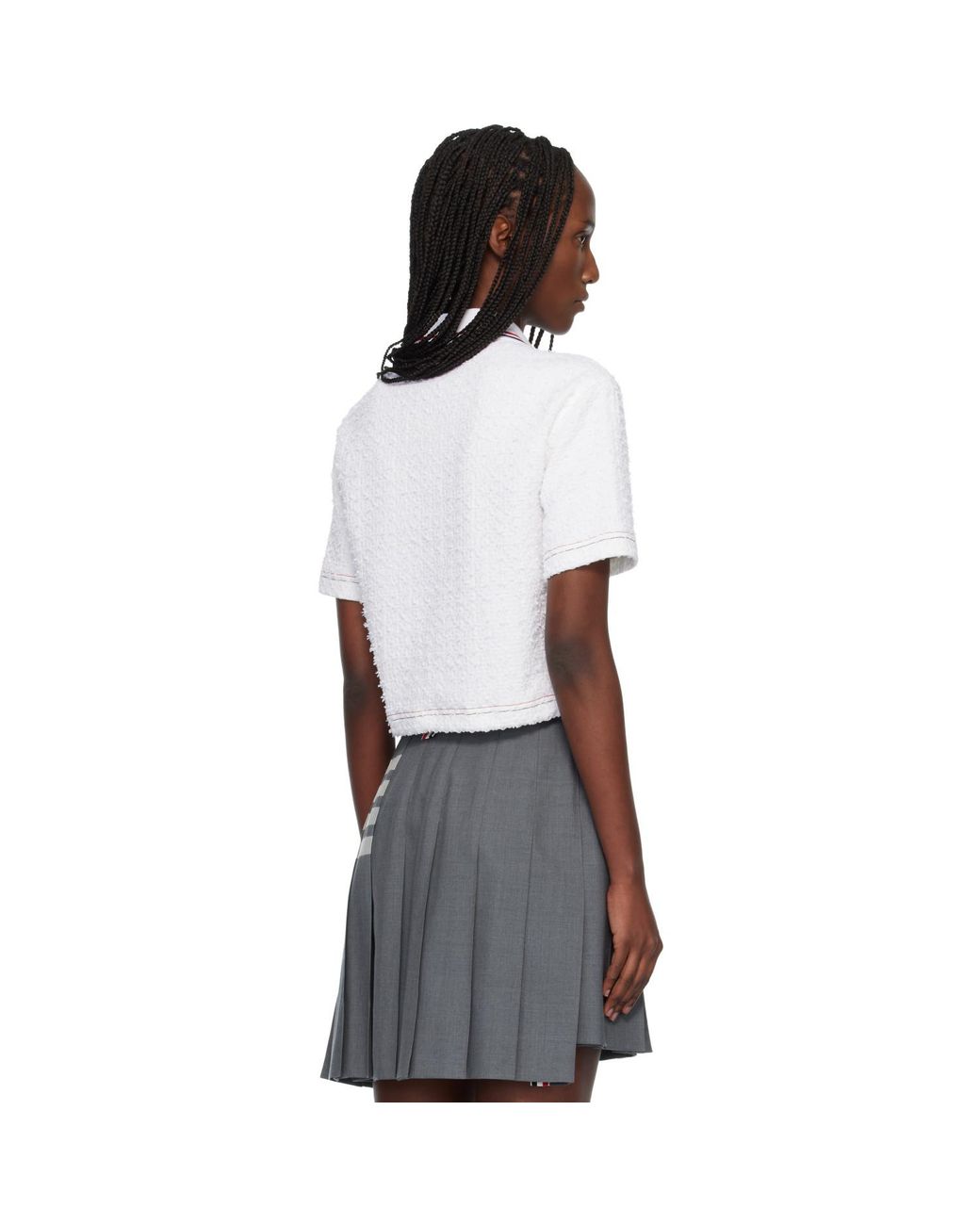 Thom Browne Black Eyelash Ribbon Tweed Drawstring Hem Polo