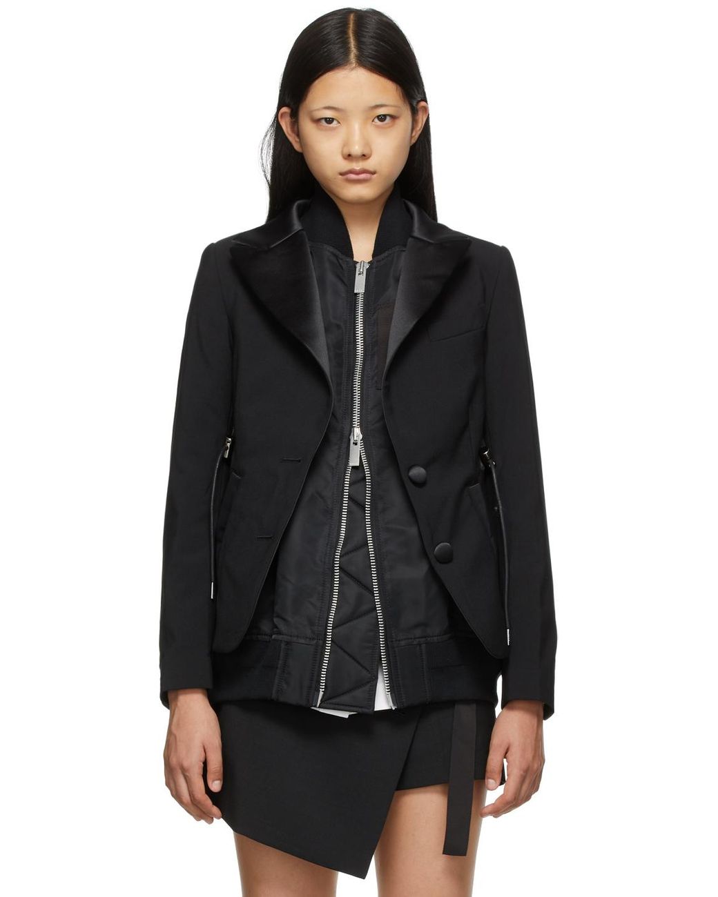 Sacai Women's Black Suiting Mix Blazer