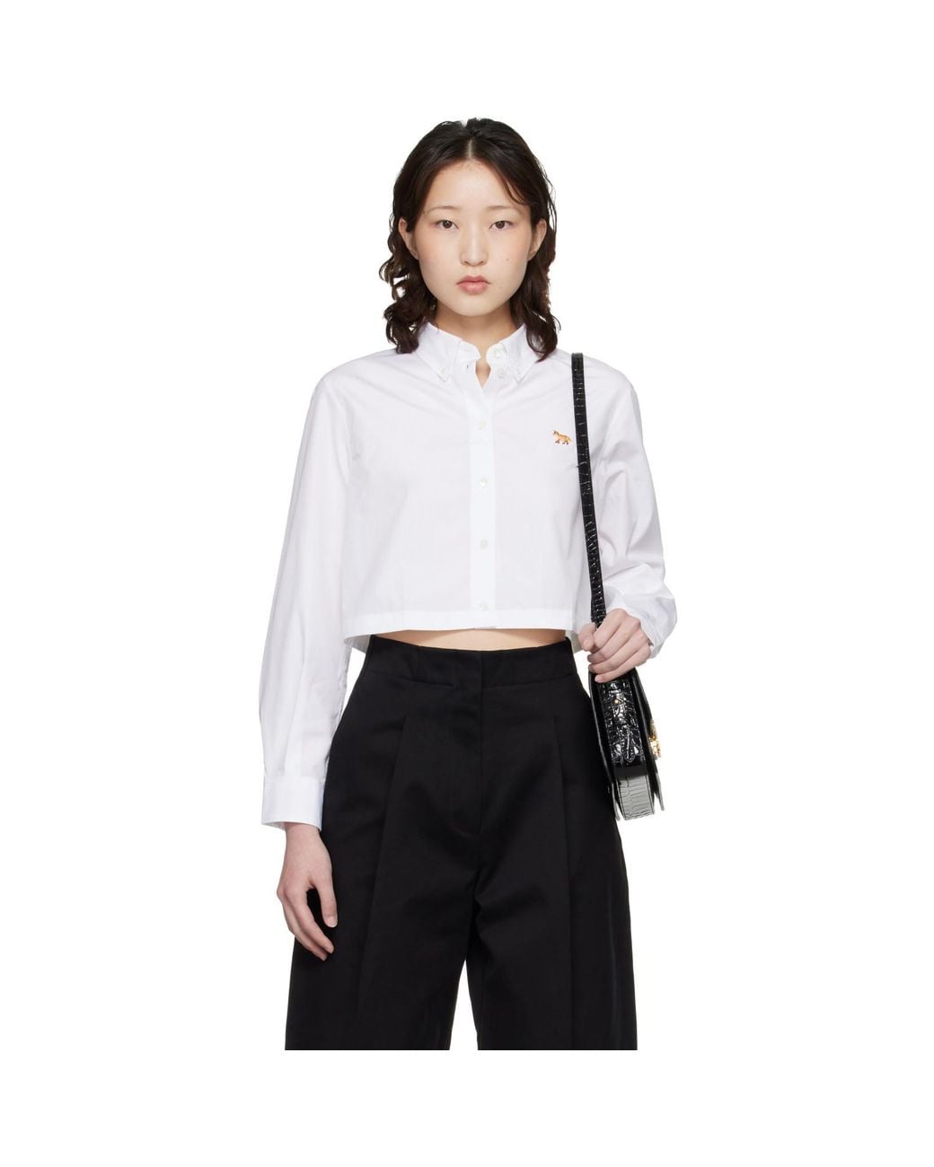 Maison Kitsuné White Baby Fox Cropped Shirt