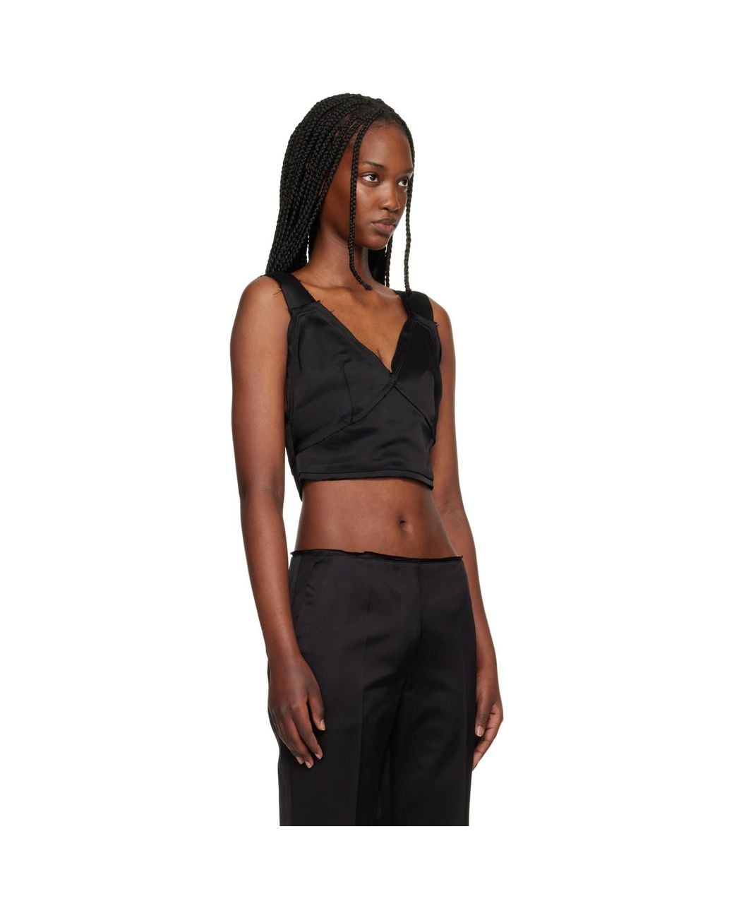 Totême Black Cropped Satin Camisole