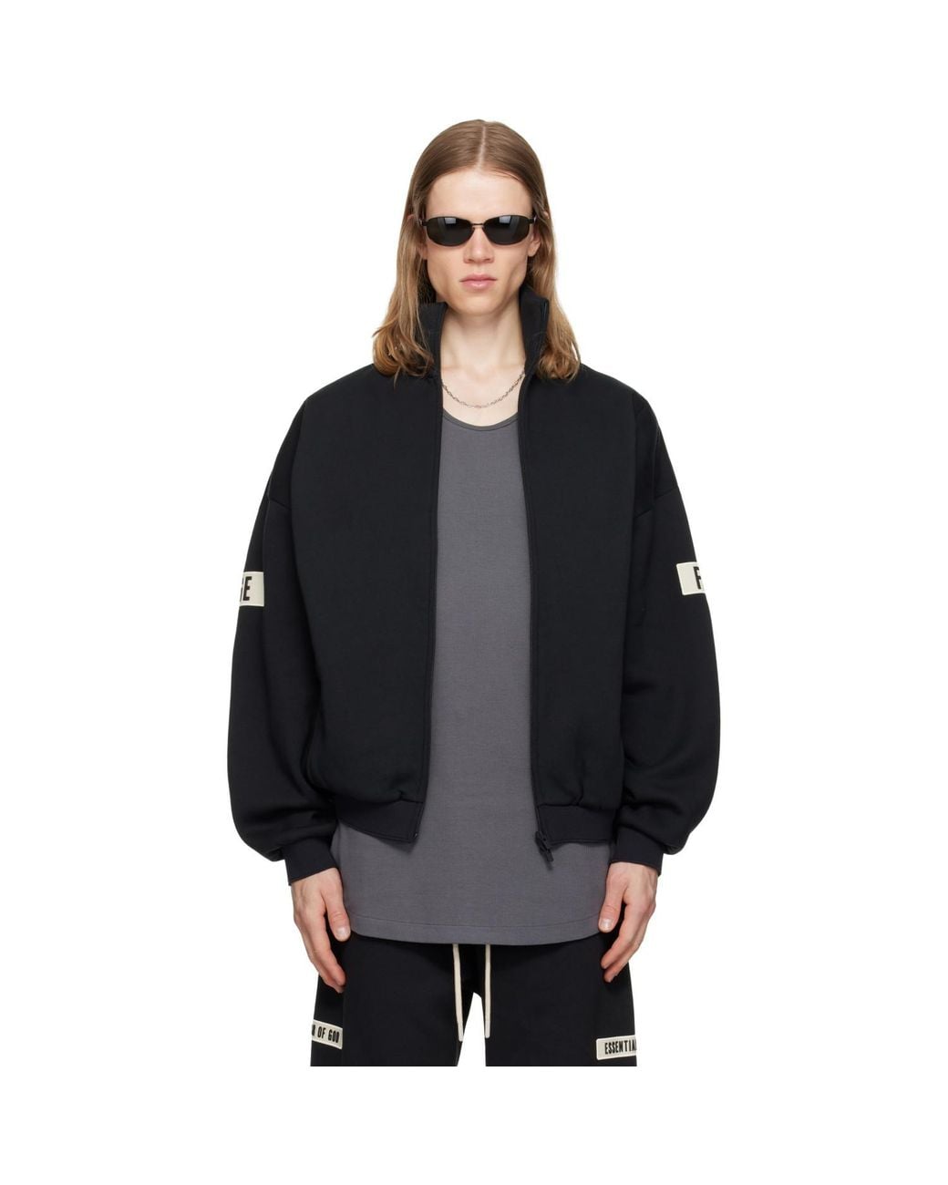 Fear Of God Black Logo Patch Track Jacket for men