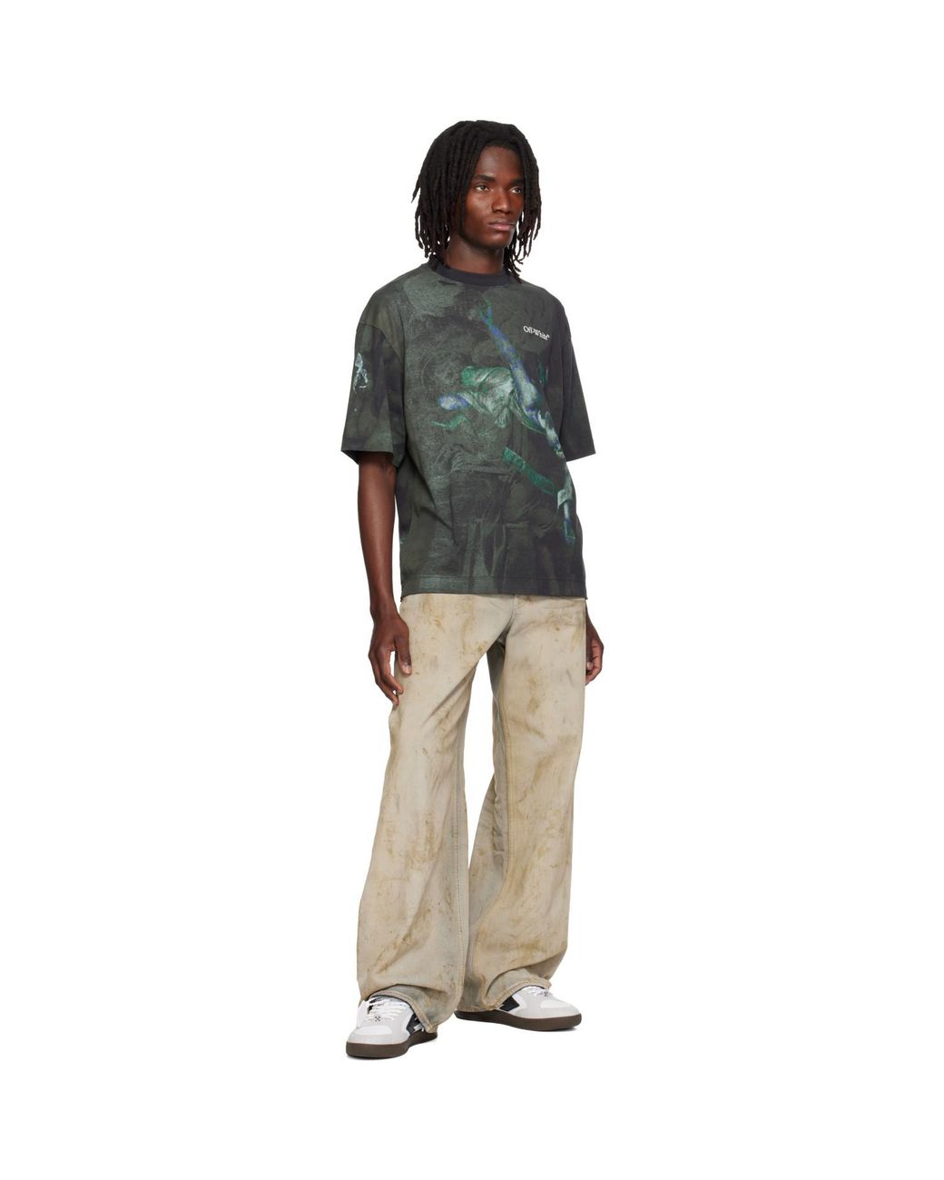 Off-White c/o Virgil Abloh Green Dark Painting Skate S/S T-Shirt for men