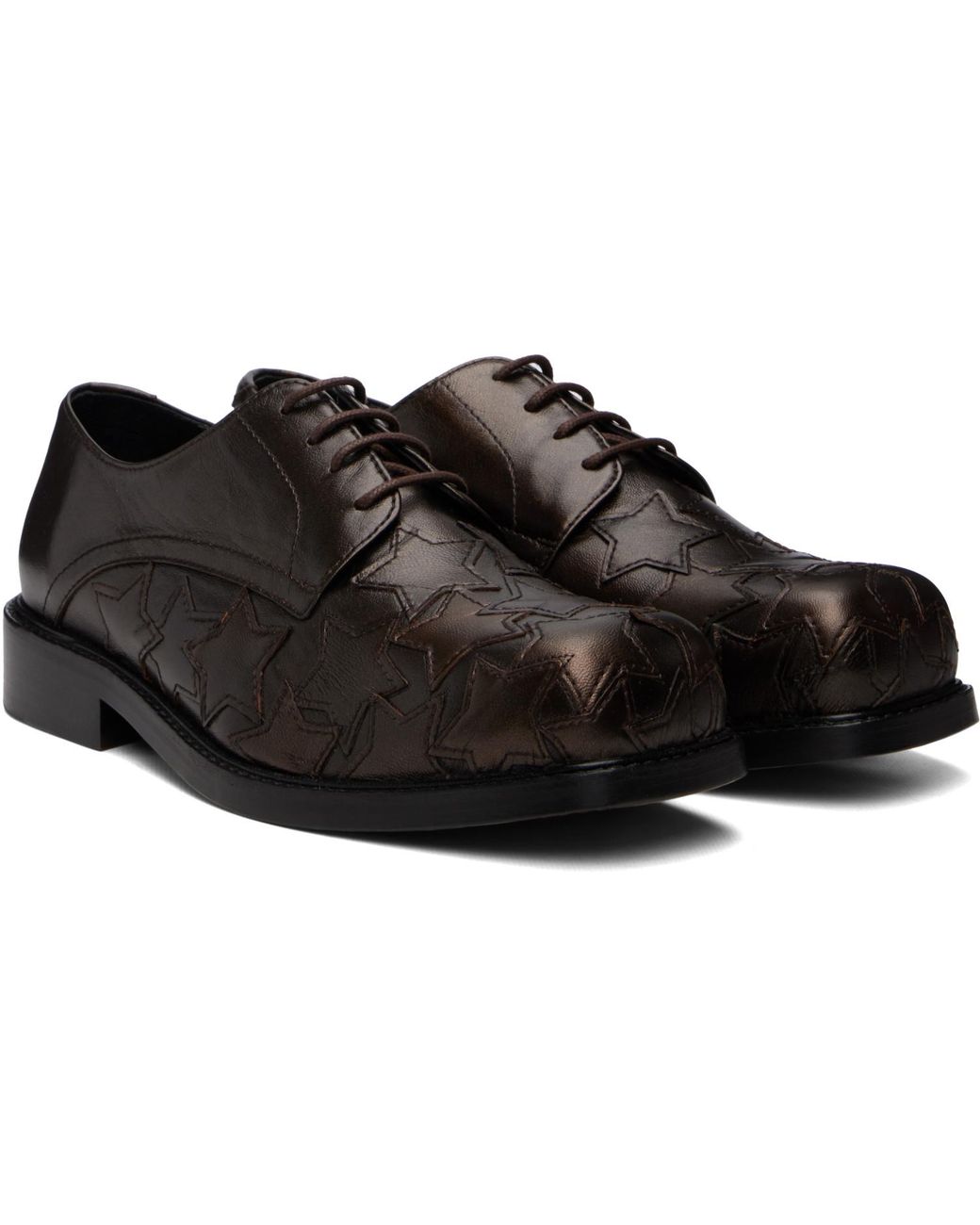 STEFAN COOKE Brown Star Square Toe Derbys for men