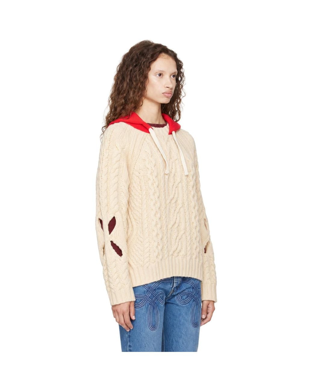 STEFAN COOKE White Off- Cable Hoodie