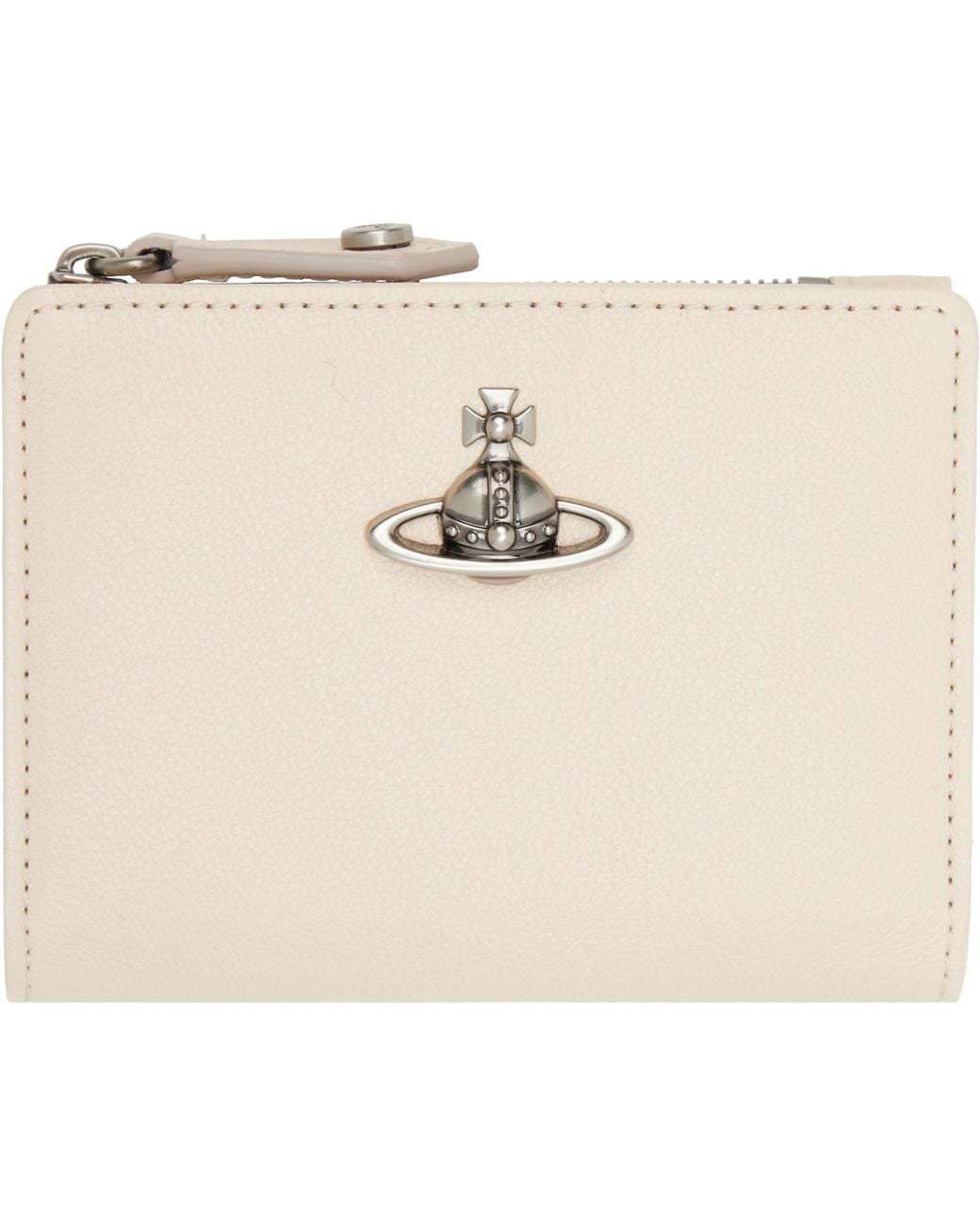 Vivienne Westwood Natural Off- Slim Flap Card Holder for men