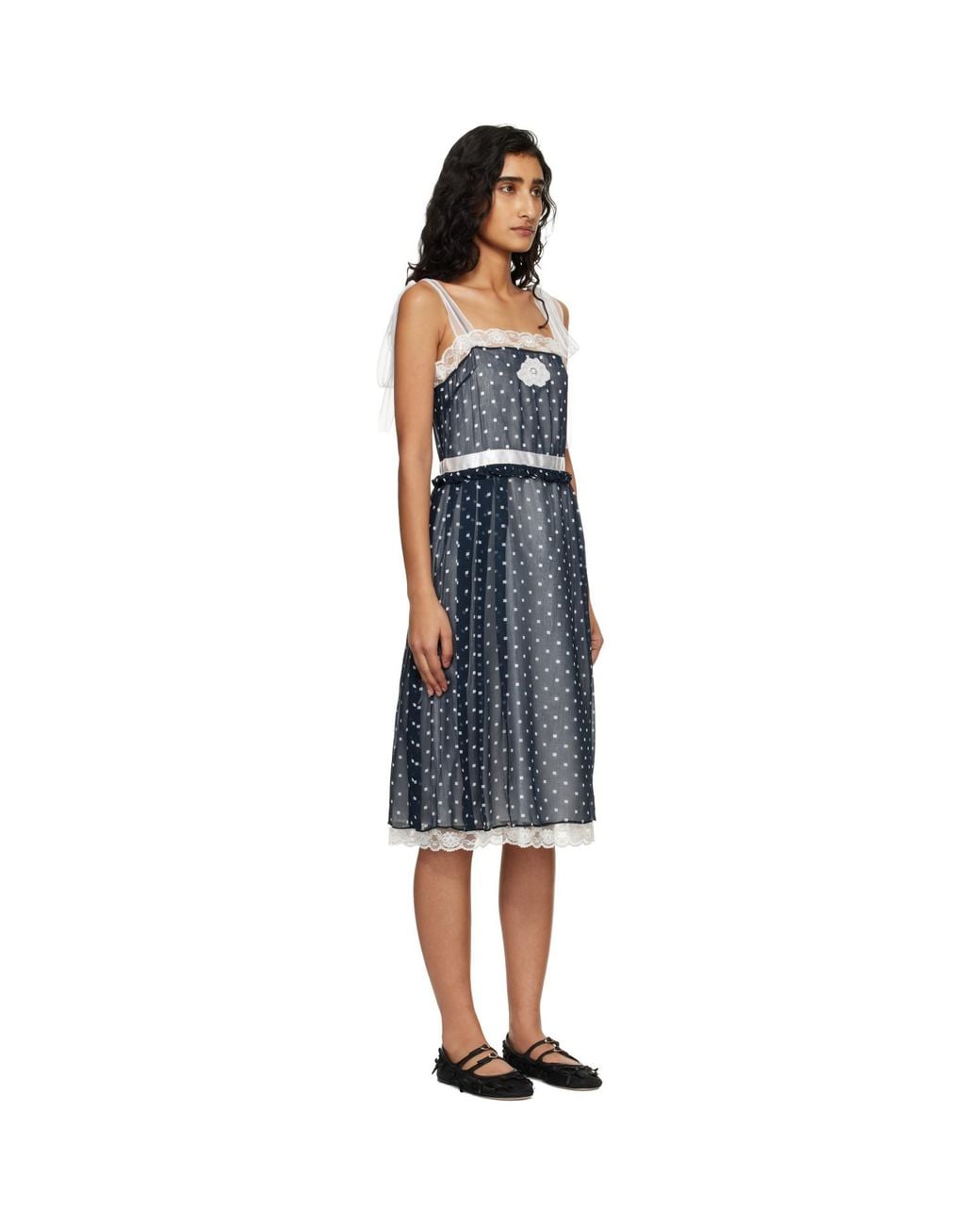 Marc Jacobs Blue Ribbon Strap Chiffon Midi Dress
