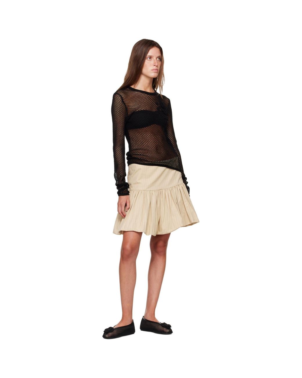 Ganni Natural Suiting Stripe Miniskirt