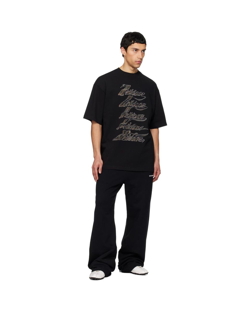 we11done Black Multi Logo T-Shirt for men