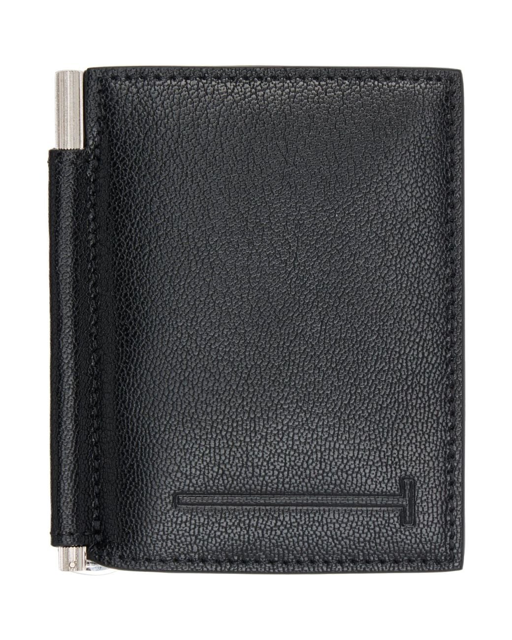Tom Ford Black Elongated T Line Money Clip Card Holder for men