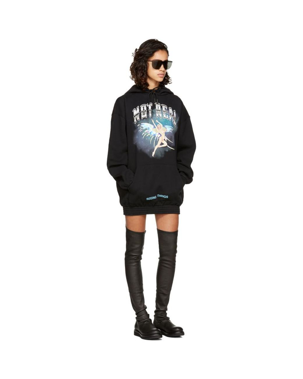 Off White c o Virgil Abloh Black not Real Angel Hoodie Lyst