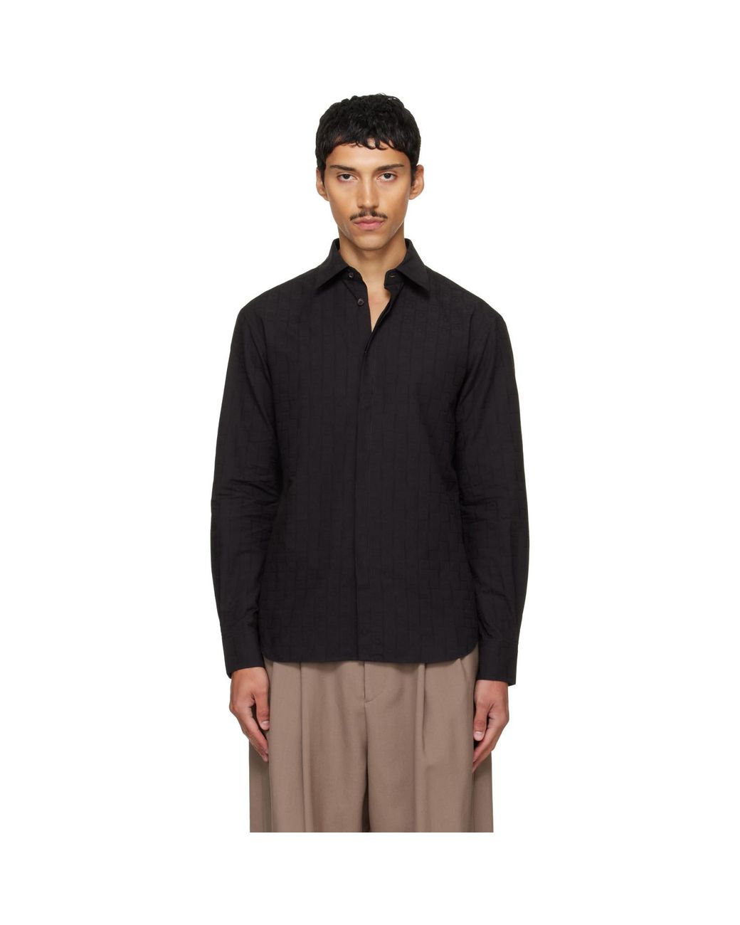 Ferragamo Black Monogram Sport Shirt for men