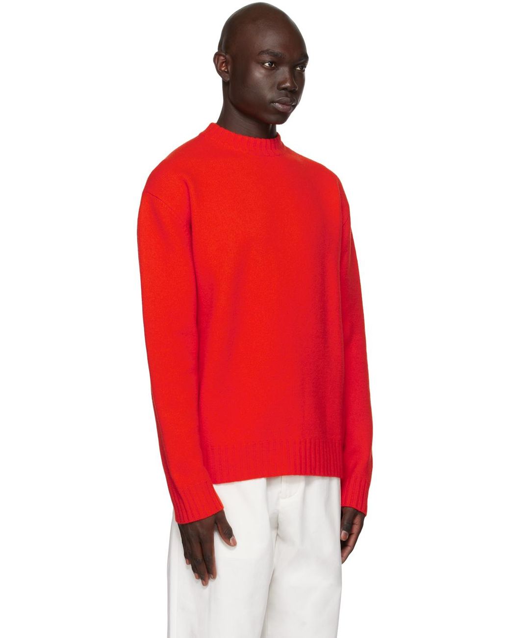Jil Sander Orange Crewneck Sweater in Red for Men Lyst UK