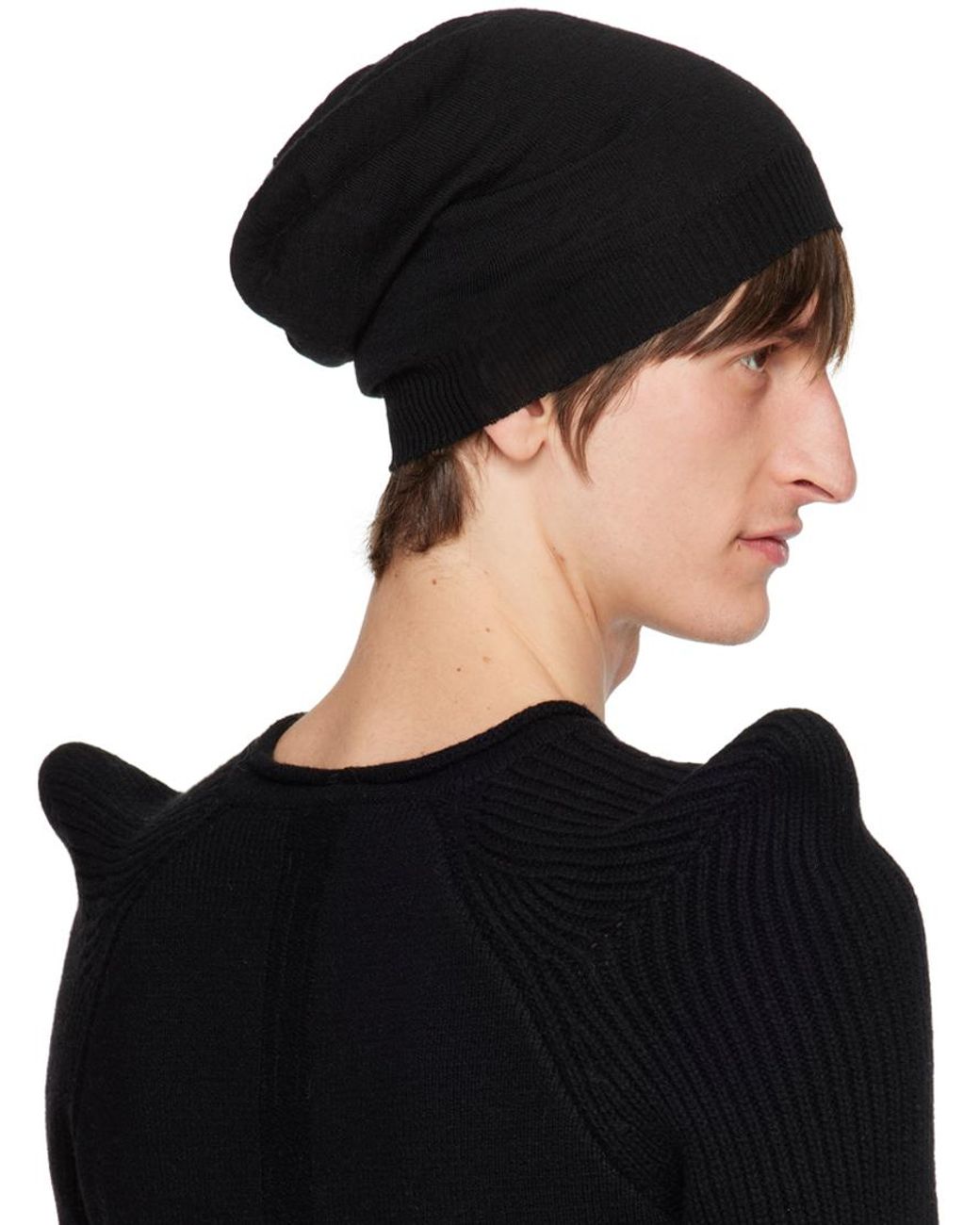 【返品送料無料】 rick-owens-BLACK-Medium-Beanie 帽子