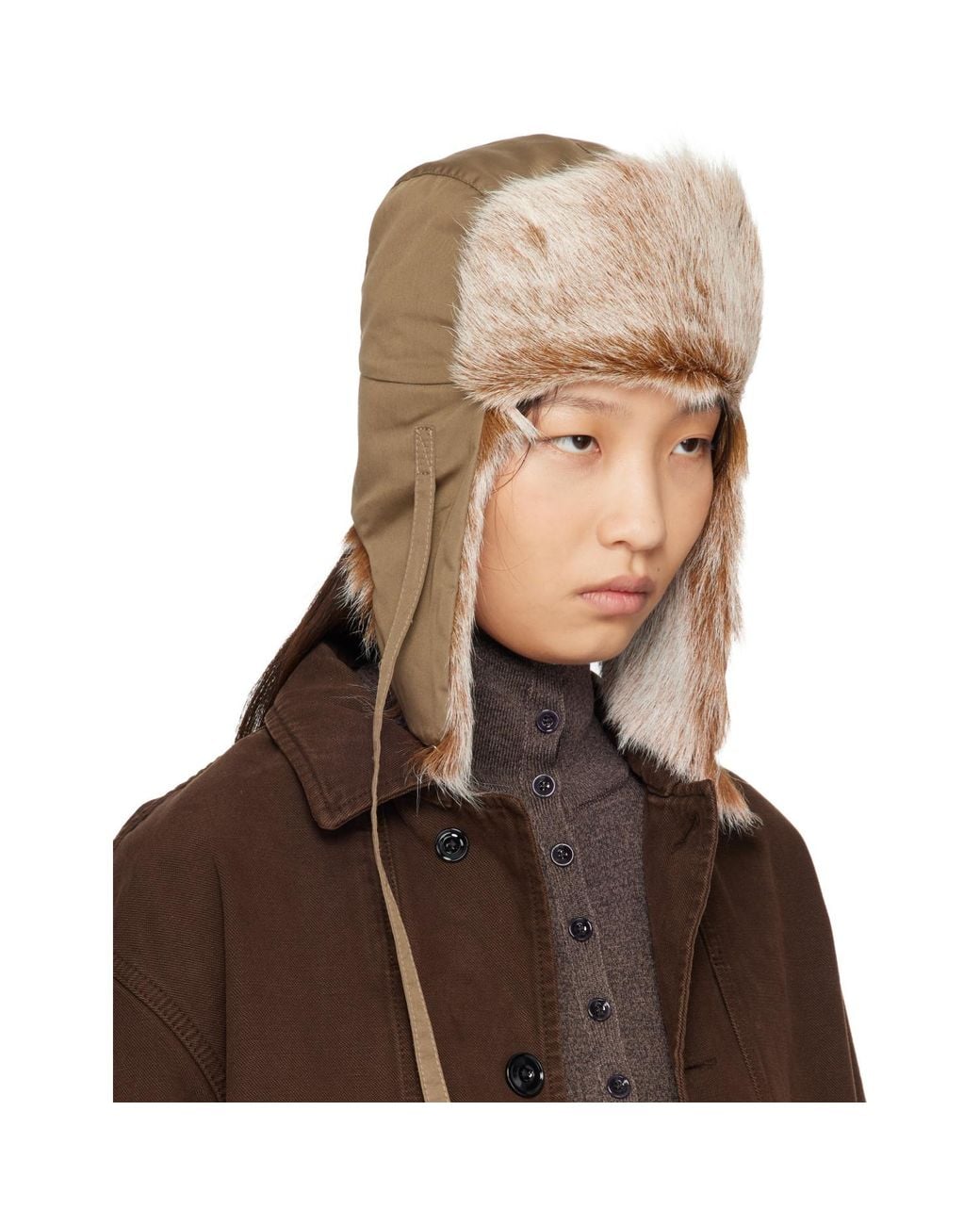 Lemaire Brown Fuzzy Chapka Hat