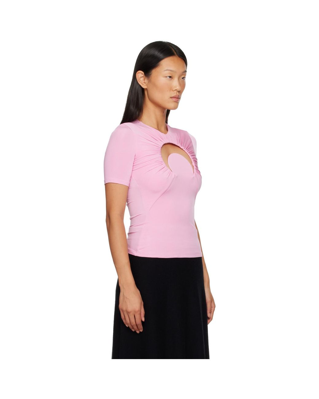 MARINE SERRE Moon Gathered Short Sleeve Top
