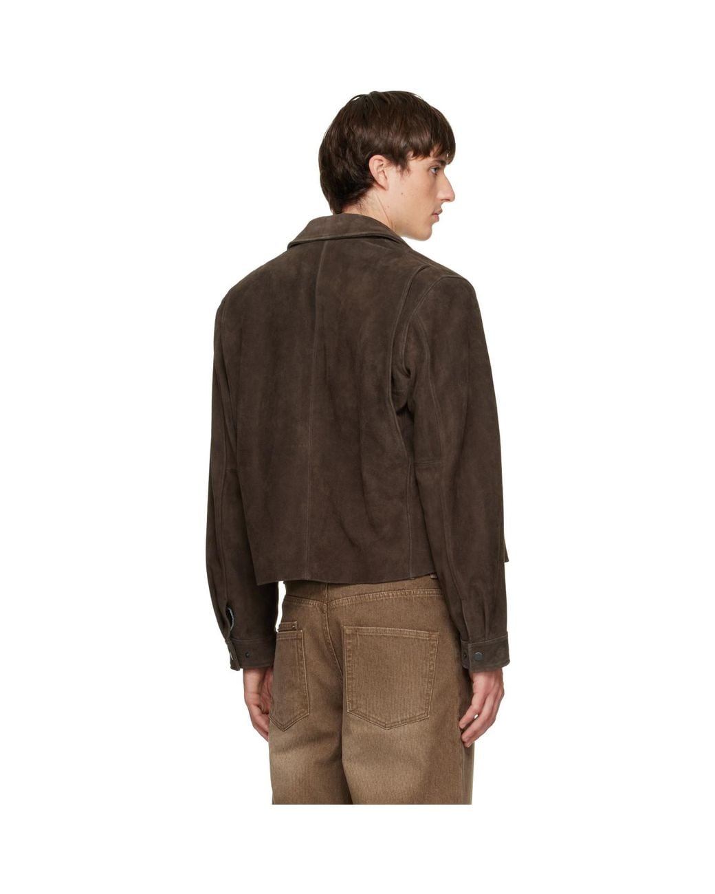 TONYWACK Brown Split Zippered Suede Jacket for men