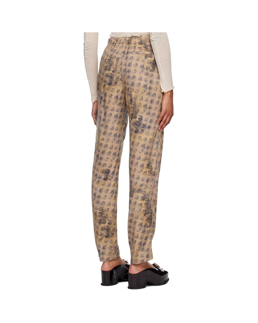 Acne Natural Beige Floral Trousers