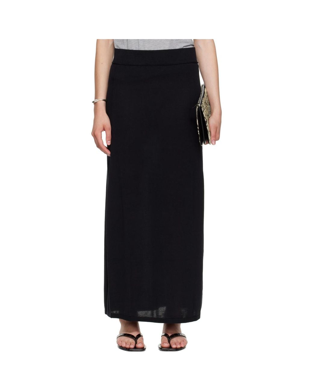 Totême Black Long Knit Maxi Skirt