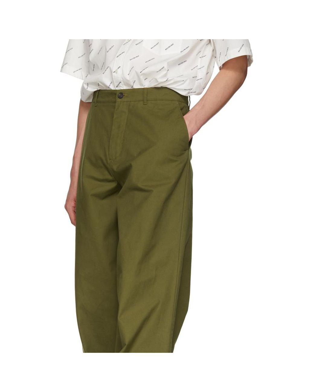 Balenciaga Khaki Baggy Trousers in Green for Men Lyst