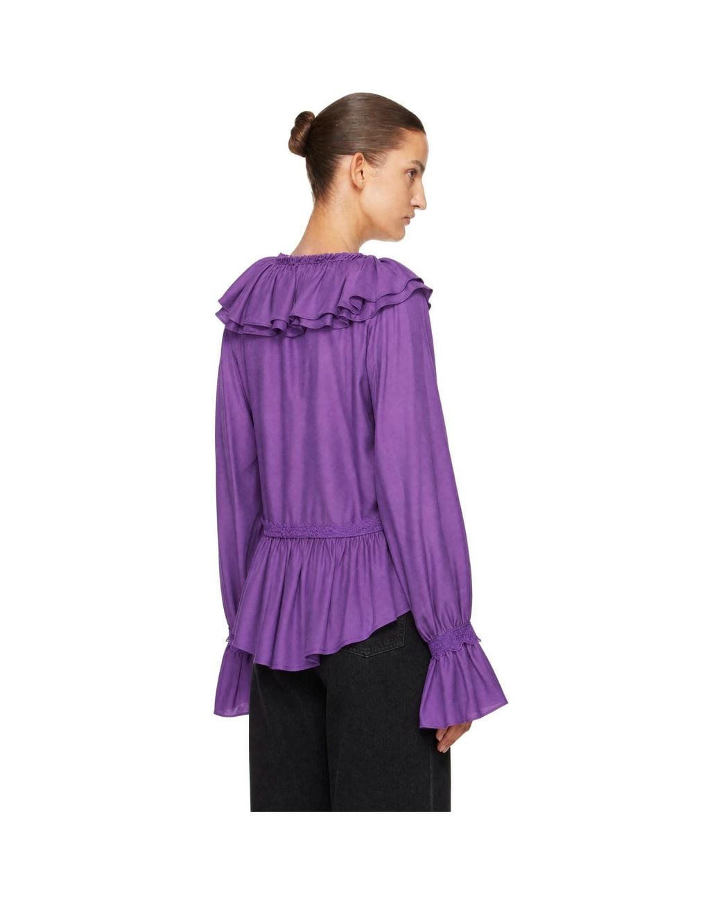 Ganni Purple Viscose Silk Blouse