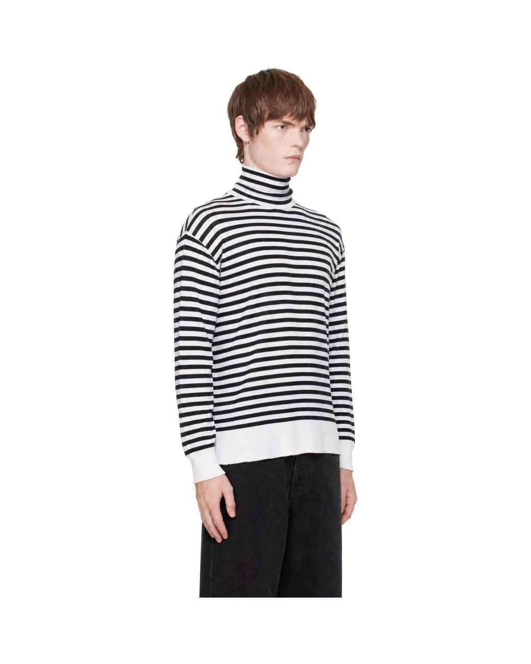 AMI Black Sailor Wool & Silk Turtleneck for men
