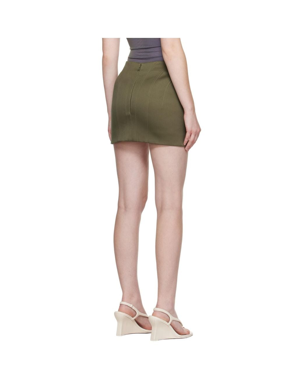 Mugler Green Khaki Tailored Miniskirt