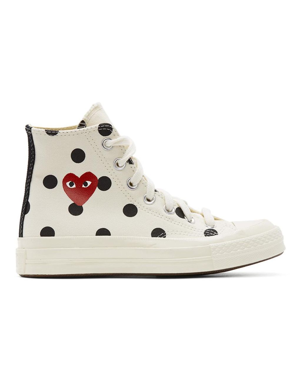 COMME DES GARÇONS PLAY Canvas White Converse Edition Polka Dot Heart ...