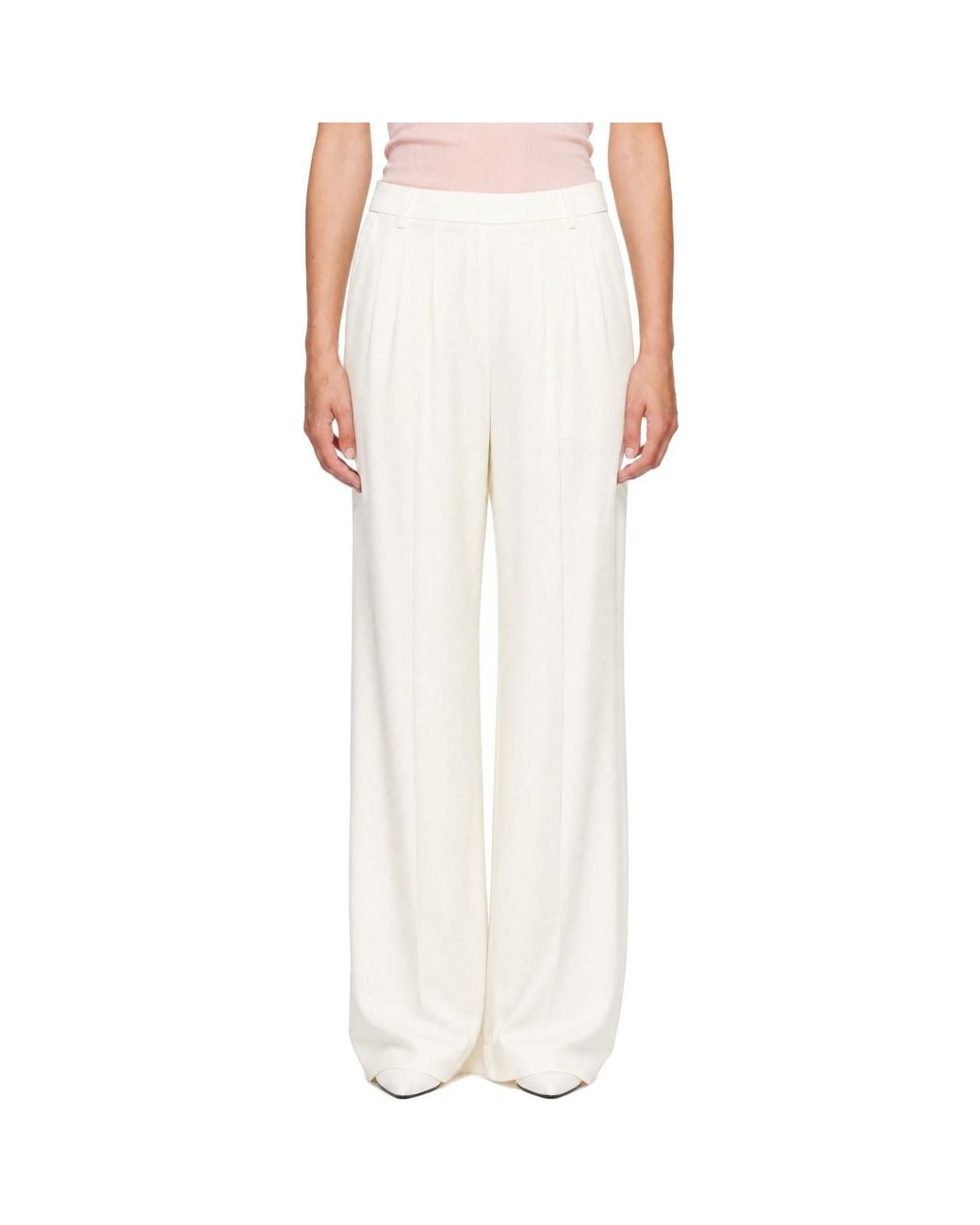 Victoria Beckham White Relaxed Curved Leg Trousers