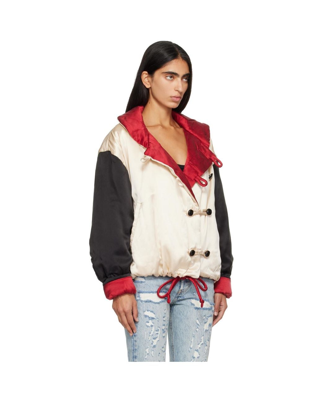 Isabel Marant Red Off- & Reversible Bleza Silk Puffer Jacket