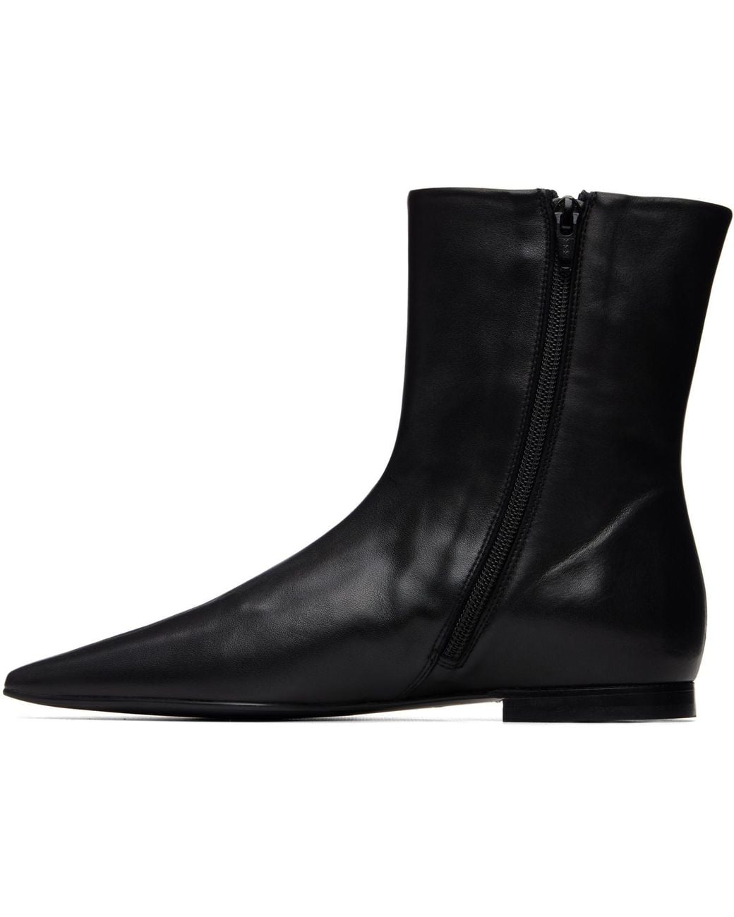 Totême Black Zip Leather Chelsea Boots