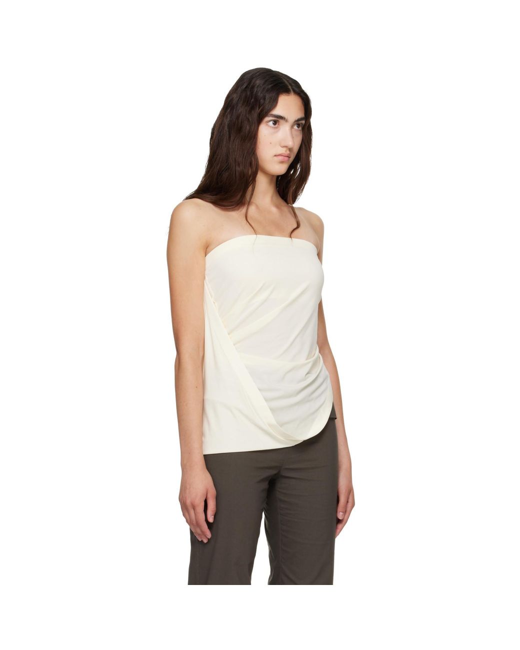 Helmut Lang Natural Off- Twisted Tube Top