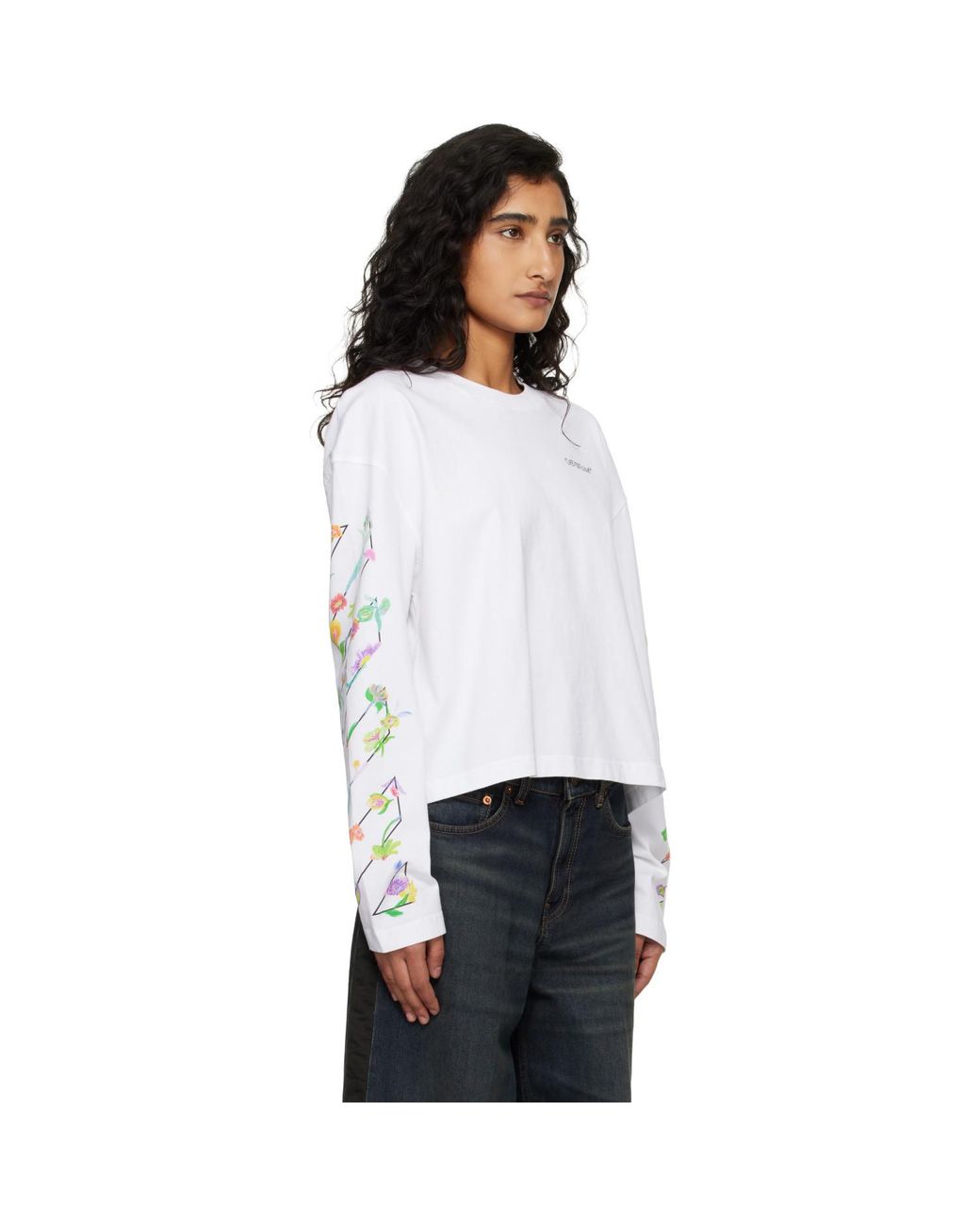 Off-White c/o Virgil Abloh White Diagonal Glowing Flower T-Shirt