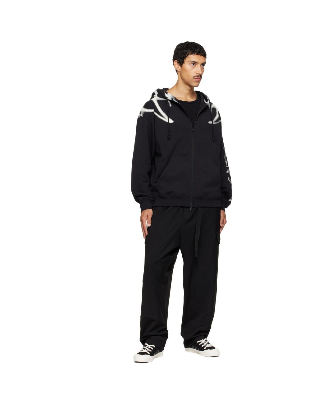 Y-3 Black Chito Edition Graphic Zipper Hoodie for men